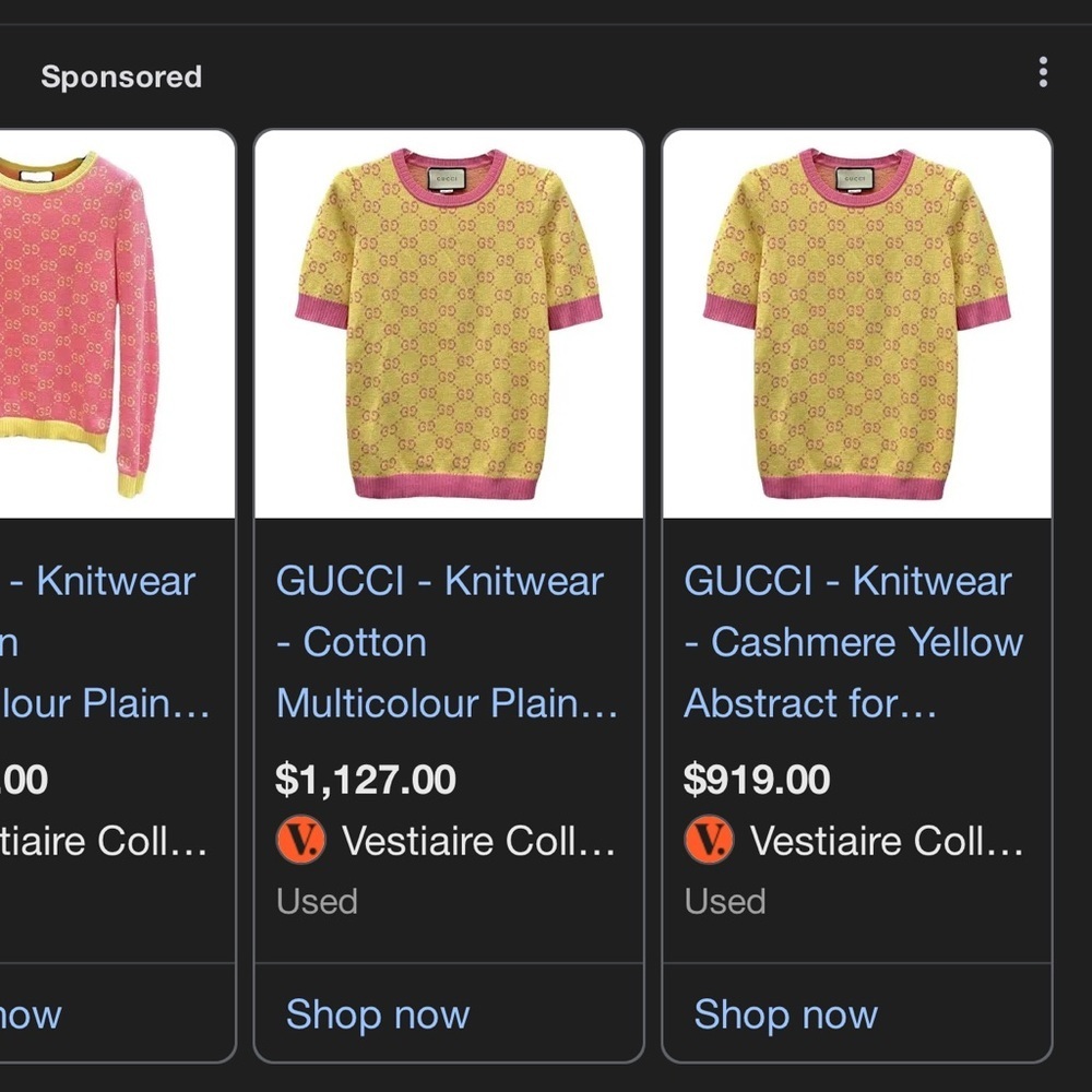 Gucci Women's Short Sleeve Sweater in Yellow and Pink L - Picture 12 of 13